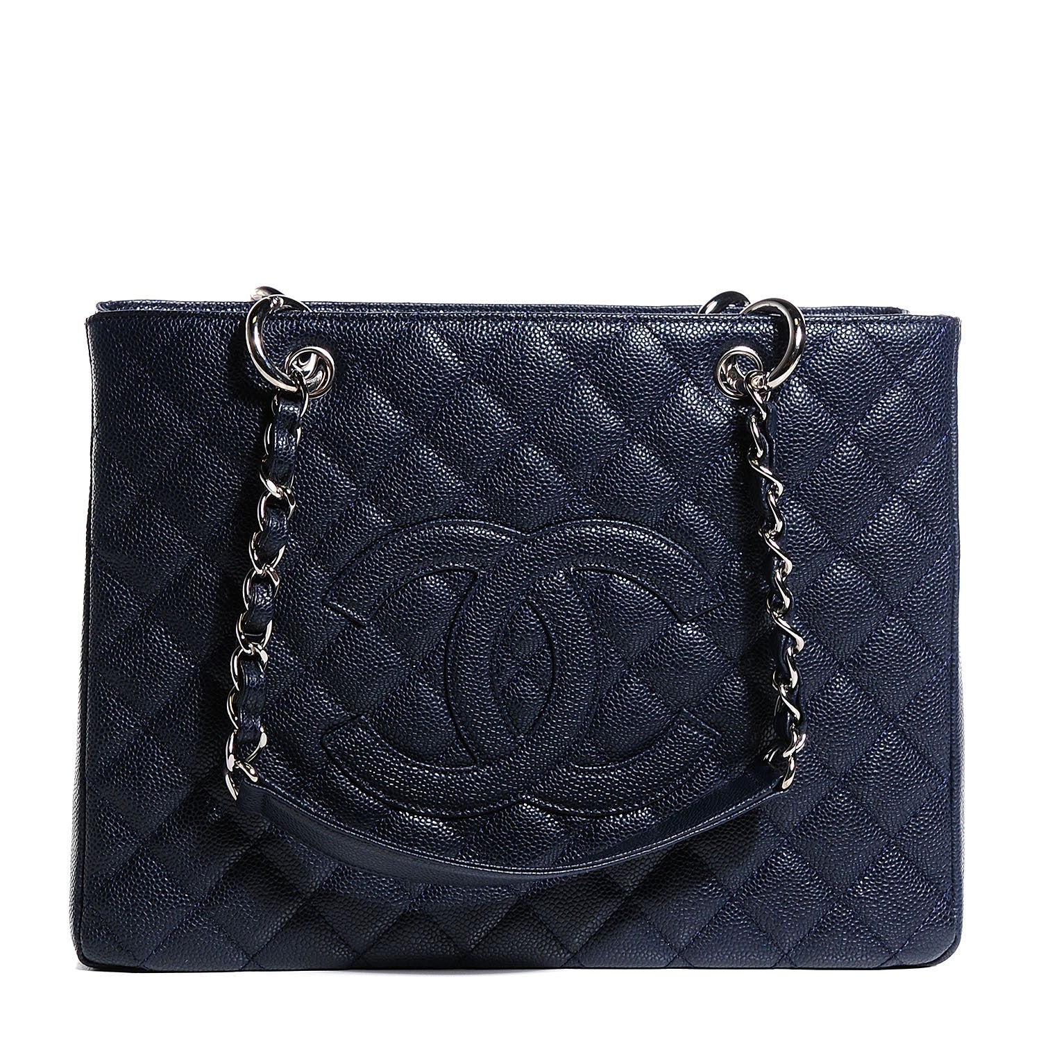 Chanel Caviar Quilted Grand Shopping Tote GST Navy 1 of 7