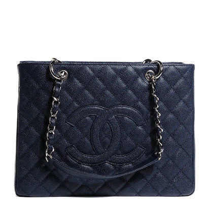 Chanel Caviar Quilted Grand Shopping Tote GST Navy 1 of 7