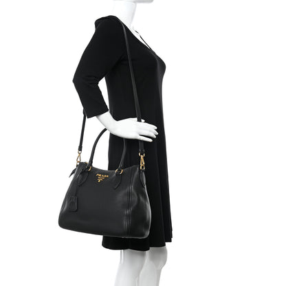 Prada Vitello Phenix Shoulder Bag Black 2 of 11