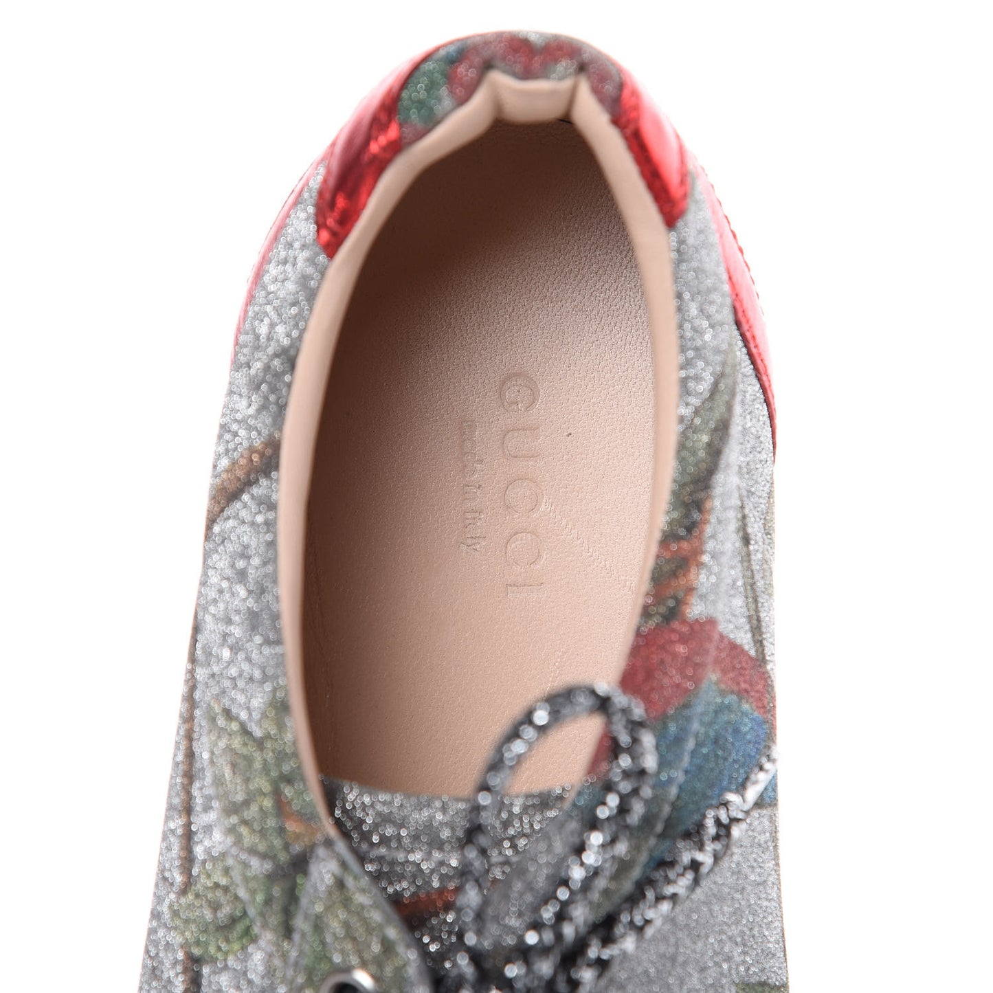 Calfskin Glitter Womens Bambi Tian Low Top Sneakers 38.5 Silver