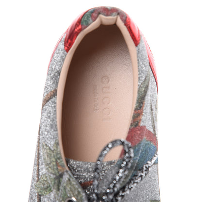 Gucci Calfskin Glitter Womens Bambi Tian Low Top Sneakers 38.5 Silver 7 of 10