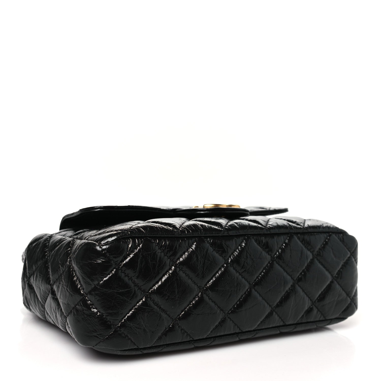 Chanel Shiny Crumpled Calfskin Quilted Wavy CC Hobo Black 4 of 10