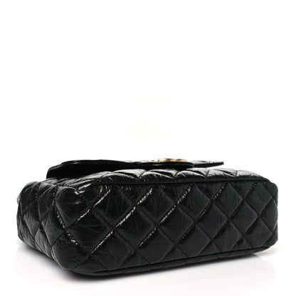 Chanel Shiny Crumpled Calfskin Quilted Wavy CC Hobo Black 4 of 10