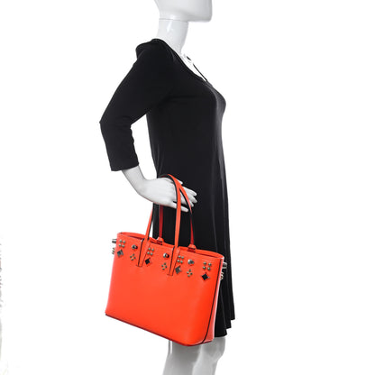 Christian Louboutin Calfskin Empire Spike Studded East West Cabata Tote Orange 2 of 11