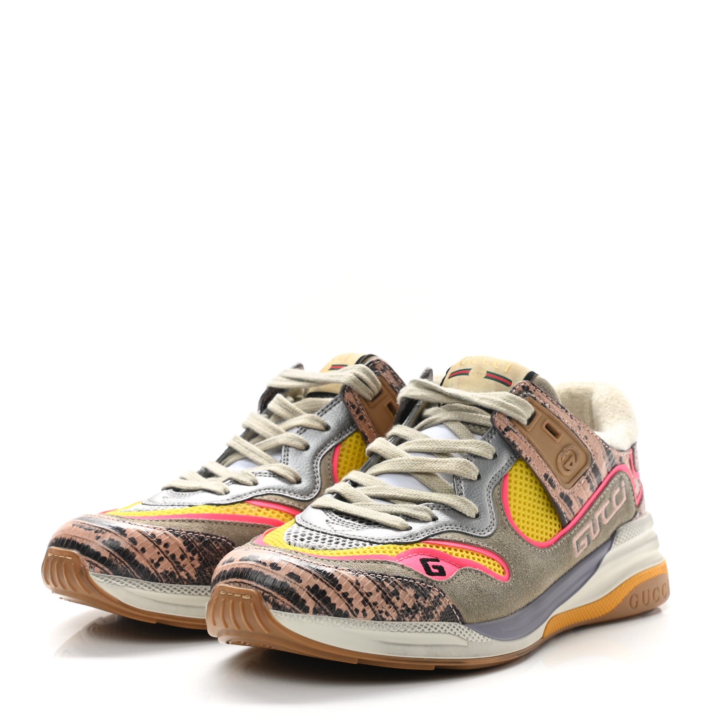 Suede Calfskin Tejus Printed Womens Ultrapace Sneakers 39.5 Pink Silver Oatmeal Yolk