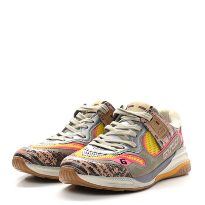 Gucci Suede Calfskin Tejus Printed Womens Ultrapace Sneakers 39.5 Pink Silver Oatmeal Yolk 3 of 8