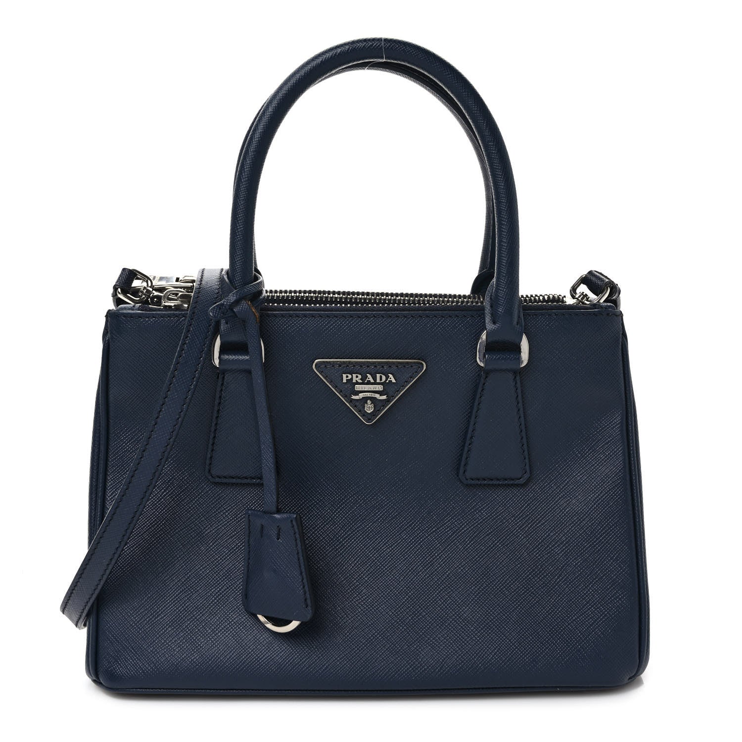 Prada Saffiano Vernice Mini Galleria Double Zip Tote Baltico 1 of 14