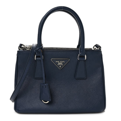 Prada Saffiano Vernice Mini Galleria Double Zip Tote Baltico 1 of 14