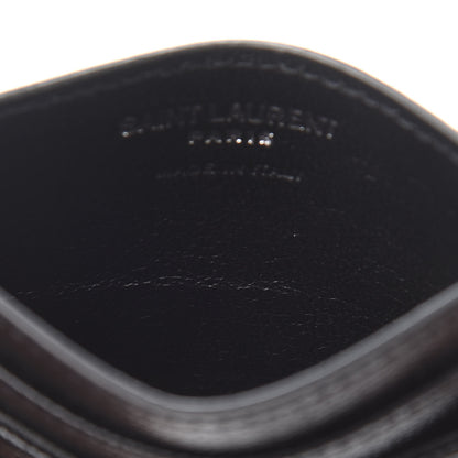 Saint Laurent Grain De Poudre Matelasse Chevron Monogram Credit Card Case Black 8 of 9
