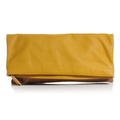 Fendi Grained Calfskin Large Chameleon Pouch Lemon 1 of 9