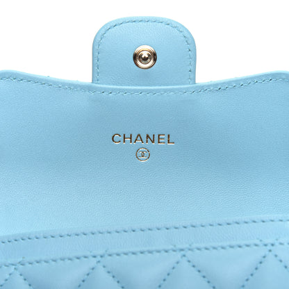Chanel Lambskin Quilted Flap Card Holder Light Blue 5 of 10