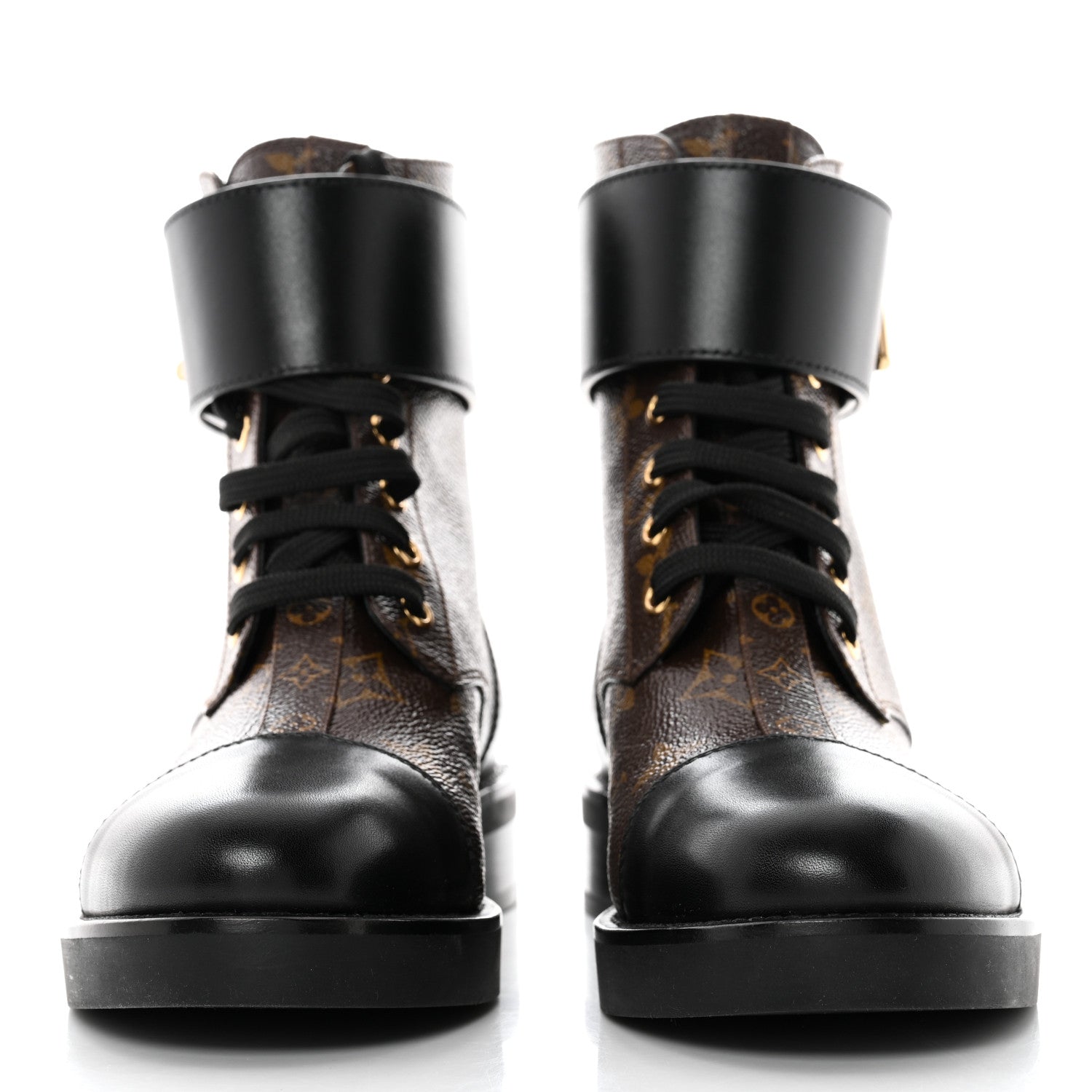 Louis Vuitton Calfskin Monogram Wonderland Flat Ranger Boots 36.5 Black 2 of 9