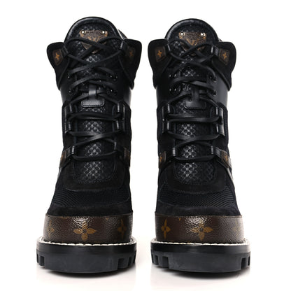 Louis Vuitton Suede Calfskin Monogram Star Trail Ankle Boots 39 Black 2 of 8