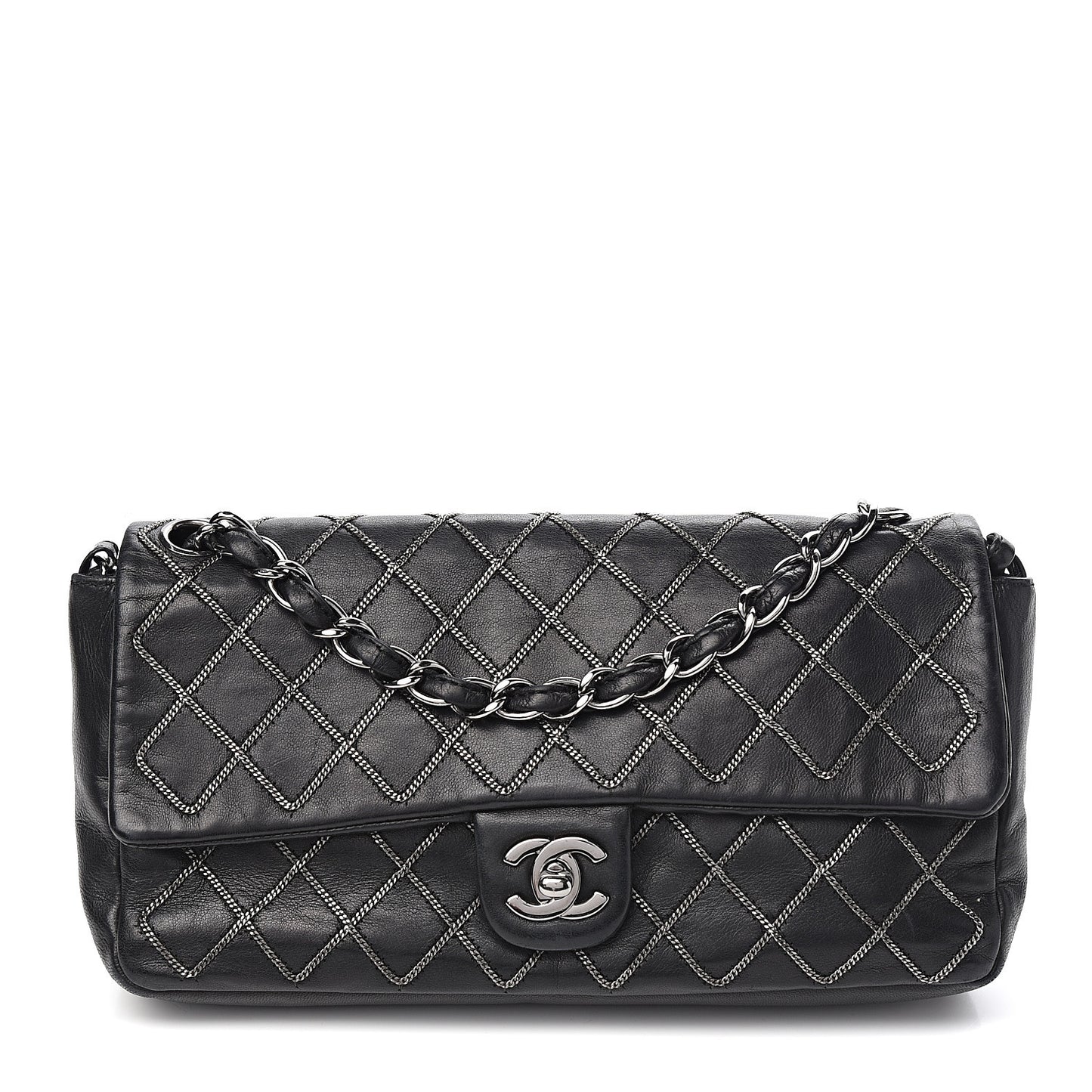 Lambskin Chain Single Flap Black