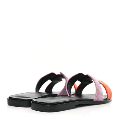 Hermes Velvet Lambskin Oran Sandals 37 Bruyère Orange Canyon 4 of 9