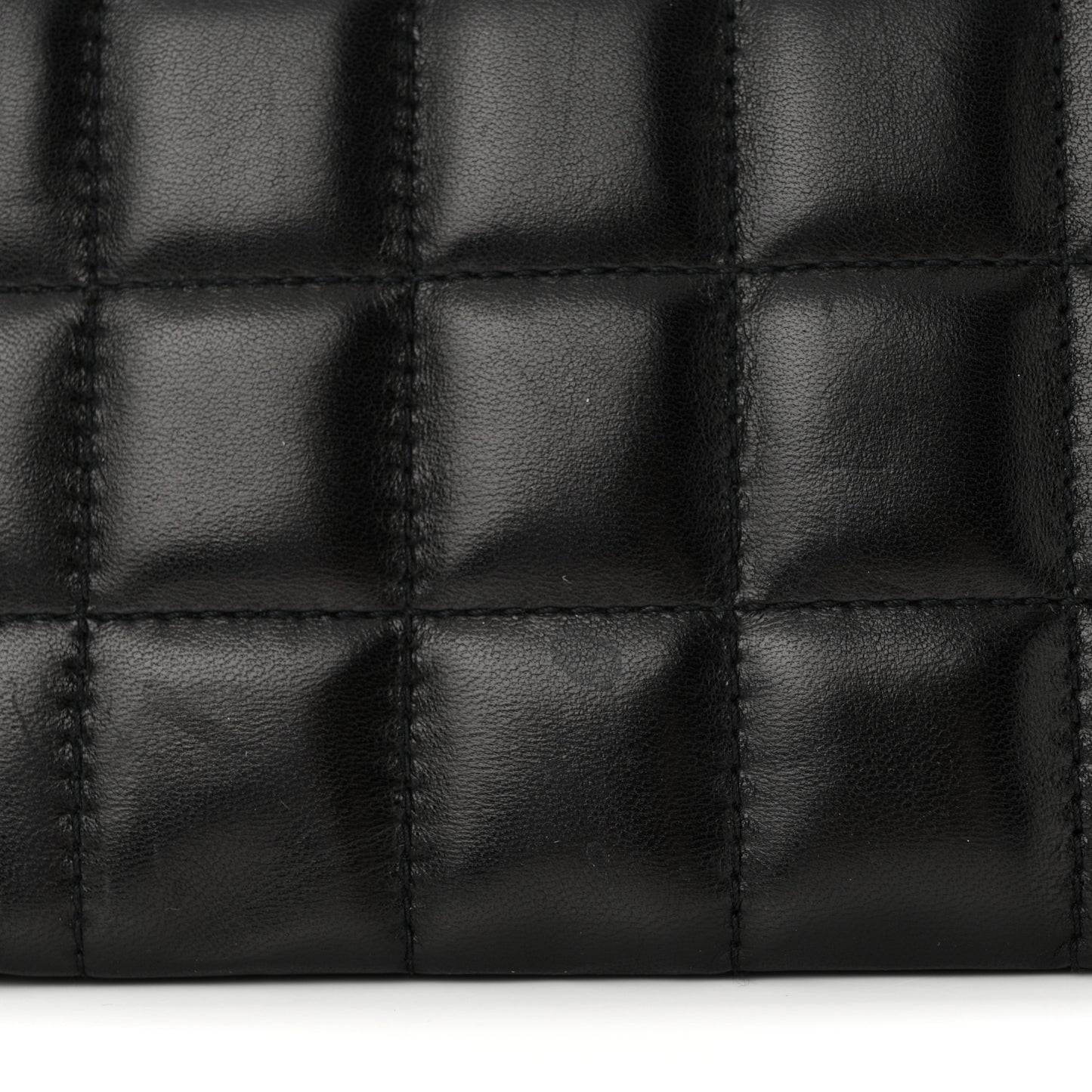 Lambskin Chocolate Bar Quilted Lambskin 5 Chain Flap Black