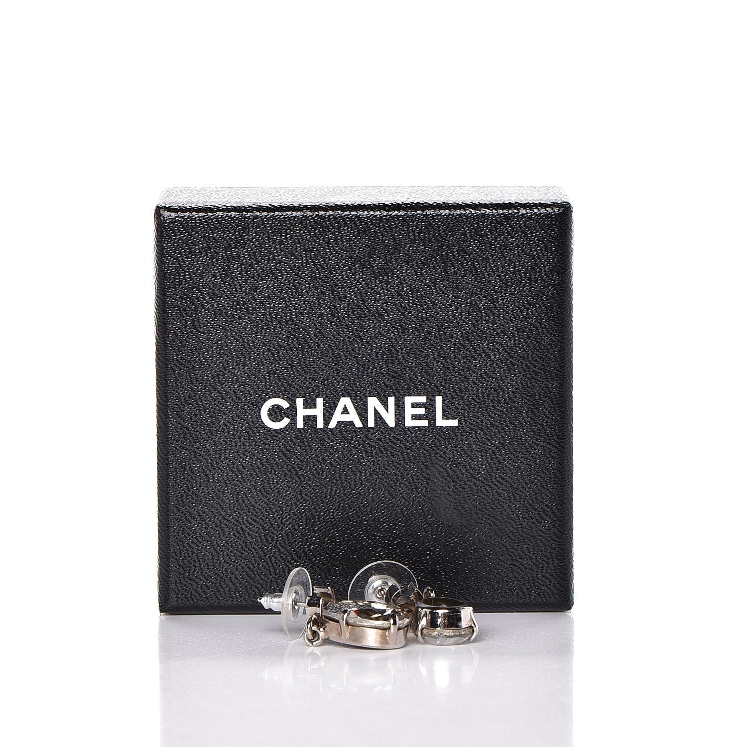 Chanel Crystal CC Drop Earrings Silver 5 of 5