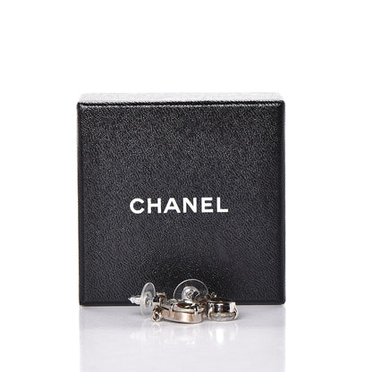 Chanel Crystal CC Drop Earrings Silver 5 of 5