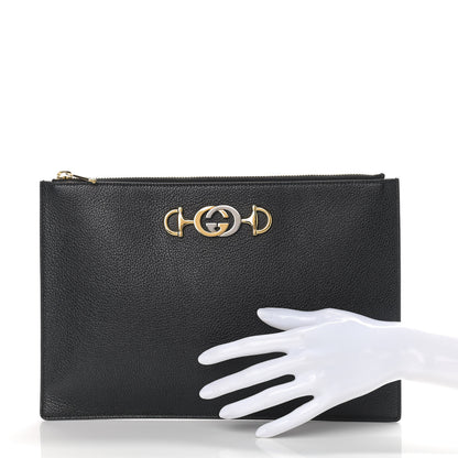 Gucci Grainy Calfskin Zumi Pouch Black 2 of 9