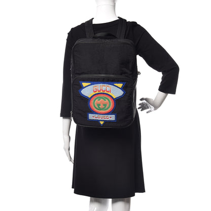 Gucci Nylon Twill 80s Logo Patch Backpack Black 2 of 10