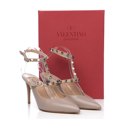 Valentino Garavani Nappa Rockstud Ankle Strap High Heel Mules 39 Poudre 10 of 10