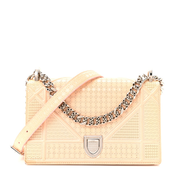 【新品・未使用】CHRISTIAN DIOR Christian Dior Patent Micro-Cannage Small Diorama Flap Bag Rose