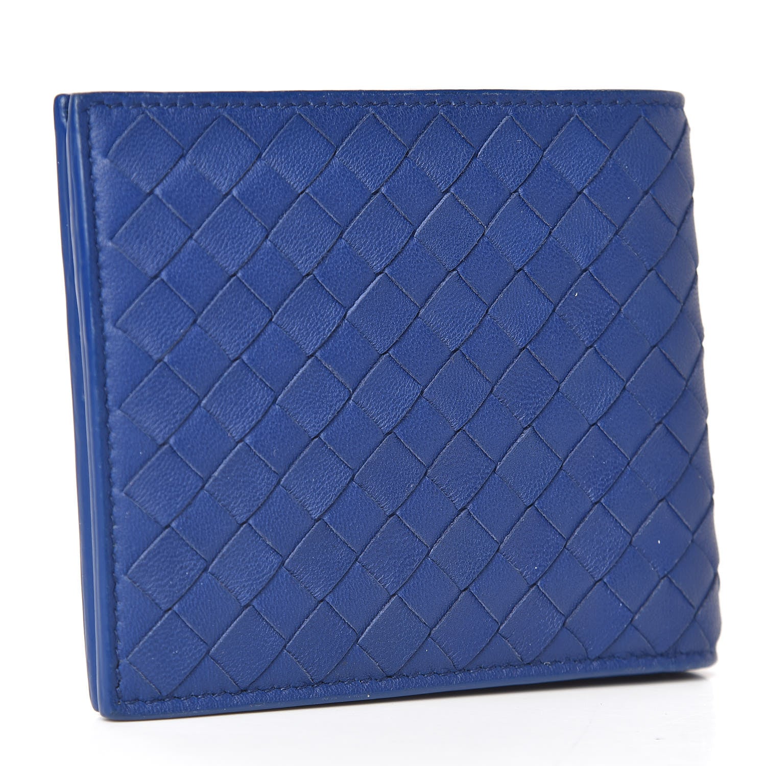 Bottega Veneta Nappa Intrecciato Crocodile Bi-Fold Wallet Cobalt Blue 3 of 9