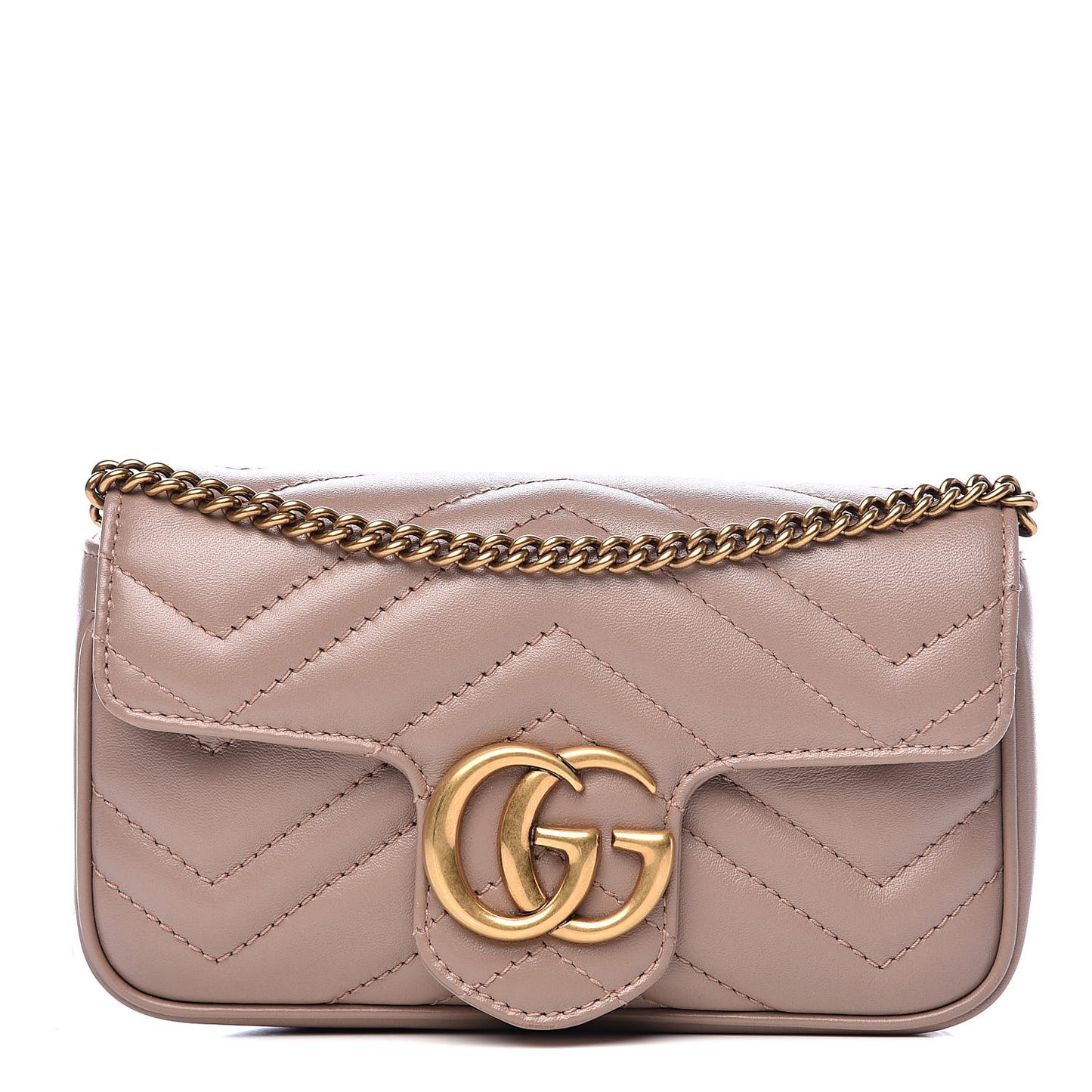 Calfskin Matelasse Super Mini GG Marmont Shoulder Bag Porcelain Rose