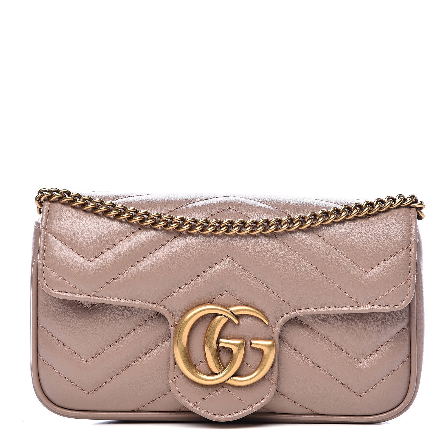 Gucci Calfskin Matelasse Super Mini GG Marmont Shoulder Bag Porcelain Rose 1 of 11