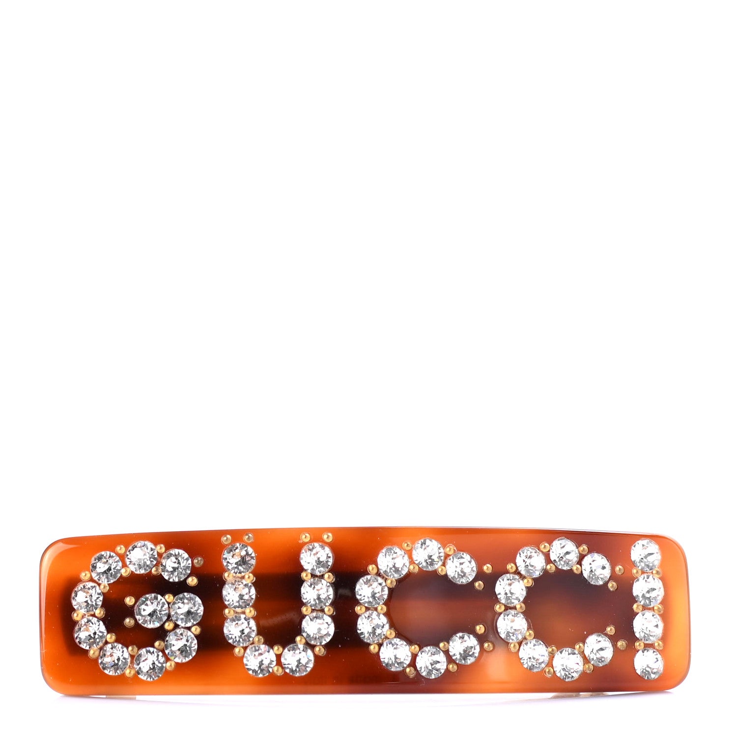 Gucci Resin Crystal Single Hair Barrette Tortoiseshell 1 of 4
