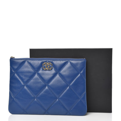 Chanel Goatskin Quilted Large Chanel 19 Pouch Dark Blue 9 of 9