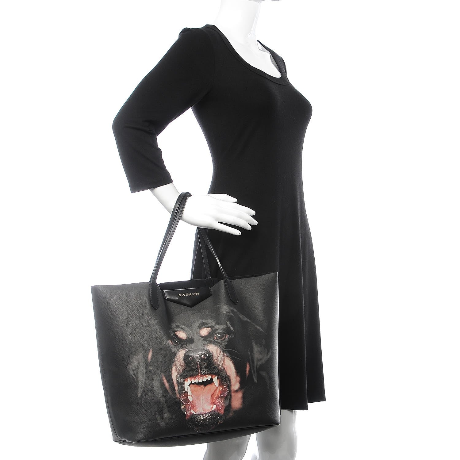 Givenchy Textured Coated Canvas Rottweiler Print Medium Antigona Tote Black 2 of 9
