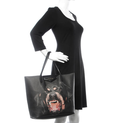 Givenchy Textured Coated Canvas Rottweiler Print Medium Antigona Tote Black 2 of 9