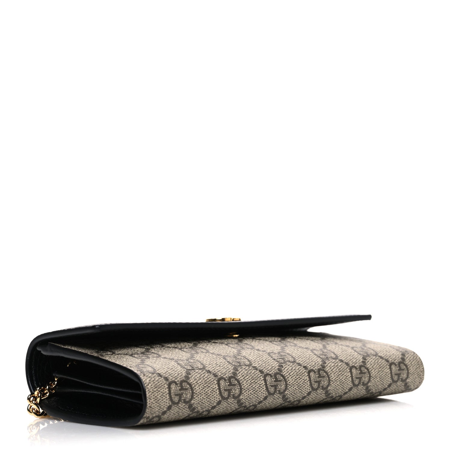 Gucci Dollar Calfskin GG Supreme Monogram Petite GG Marmont Wallet Chain Bag Black Beige Ebony 4 of 11