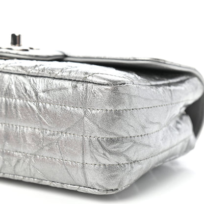 Chanel Patent Metallic Crumpled Calfskin Chevron Quilted Mini Rectangular Flap Silver 10 of 11
