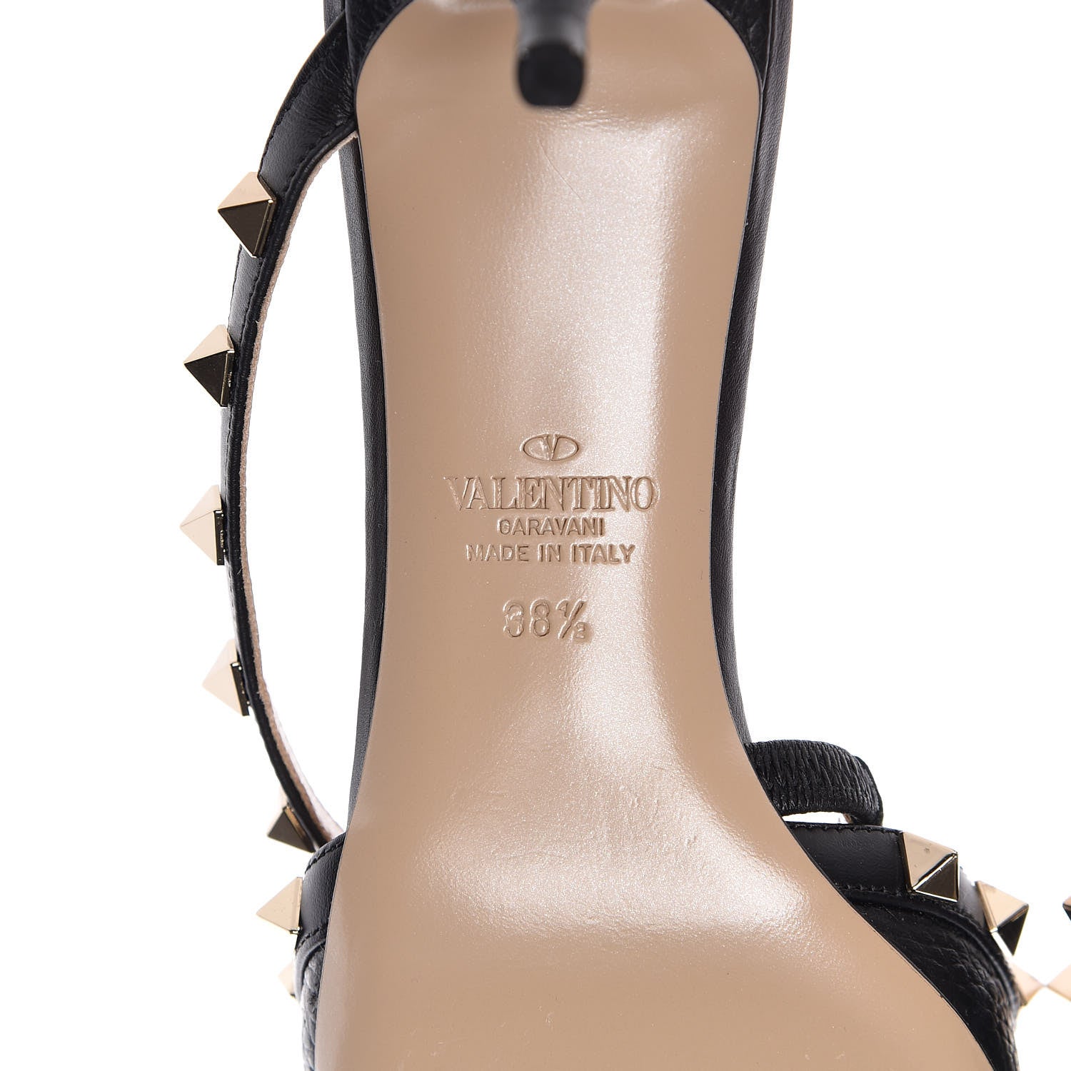 Valentino Garavani Pebbled Calfskin Rockstud Cross Strap 50mm Mules 38.5 Black 6 of 9