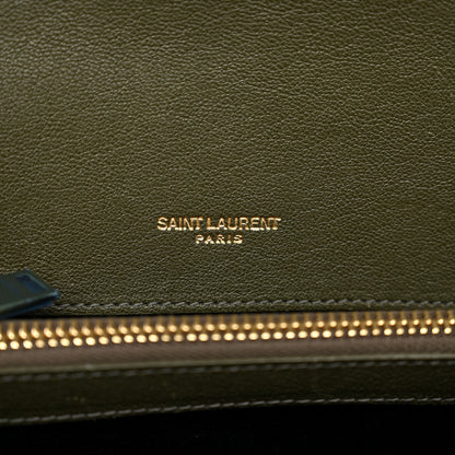 Saint Laurent Sheepskin Matelasse Chevron Monogram Medium College Bag Military Olive 7 of 13