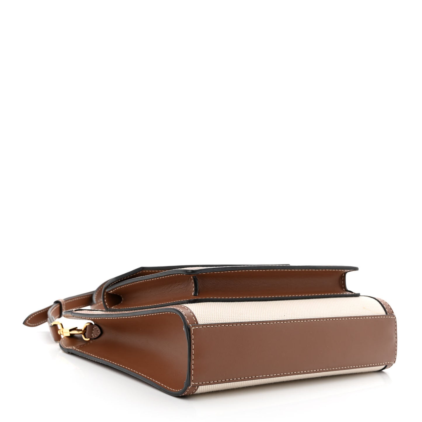 Canvas Smooth Calfskin Two Tone Mini Pocket Bag Natural Malt Brown