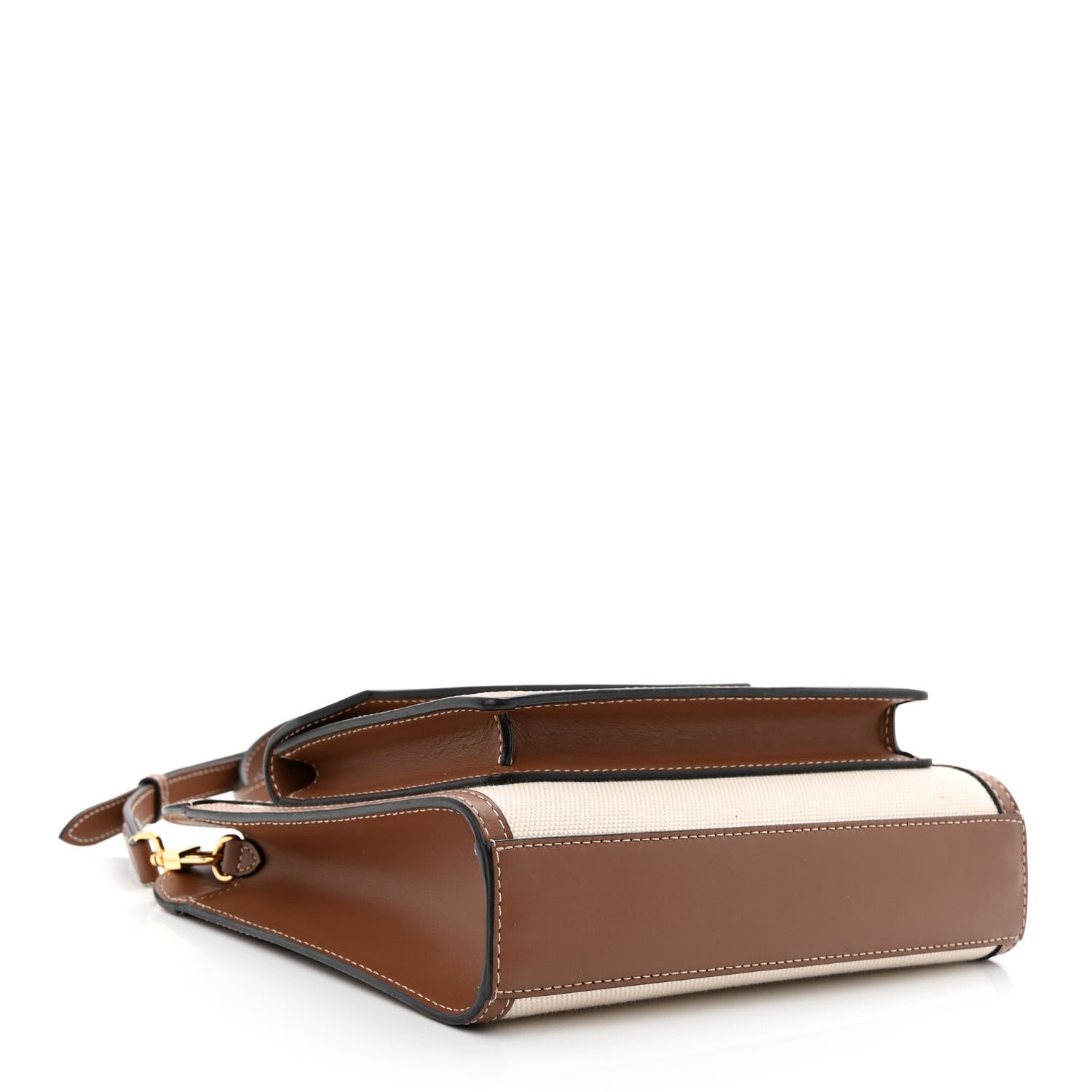 Burberry Canvas Smooth Calfskin Two Tone Mini Pocket Bag Natural Malt Brown 4 of 13