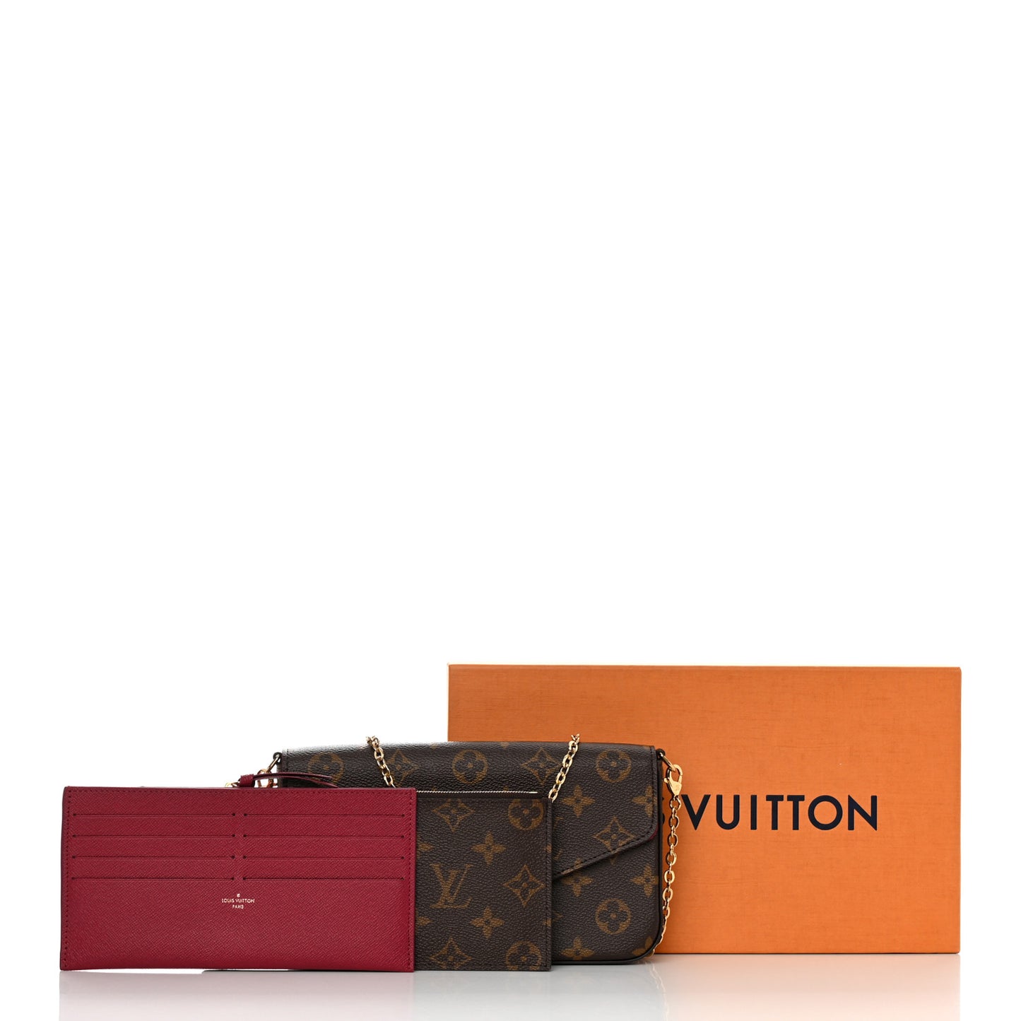 Monogram Pochette Felicie Chain Wallet Fuchsia