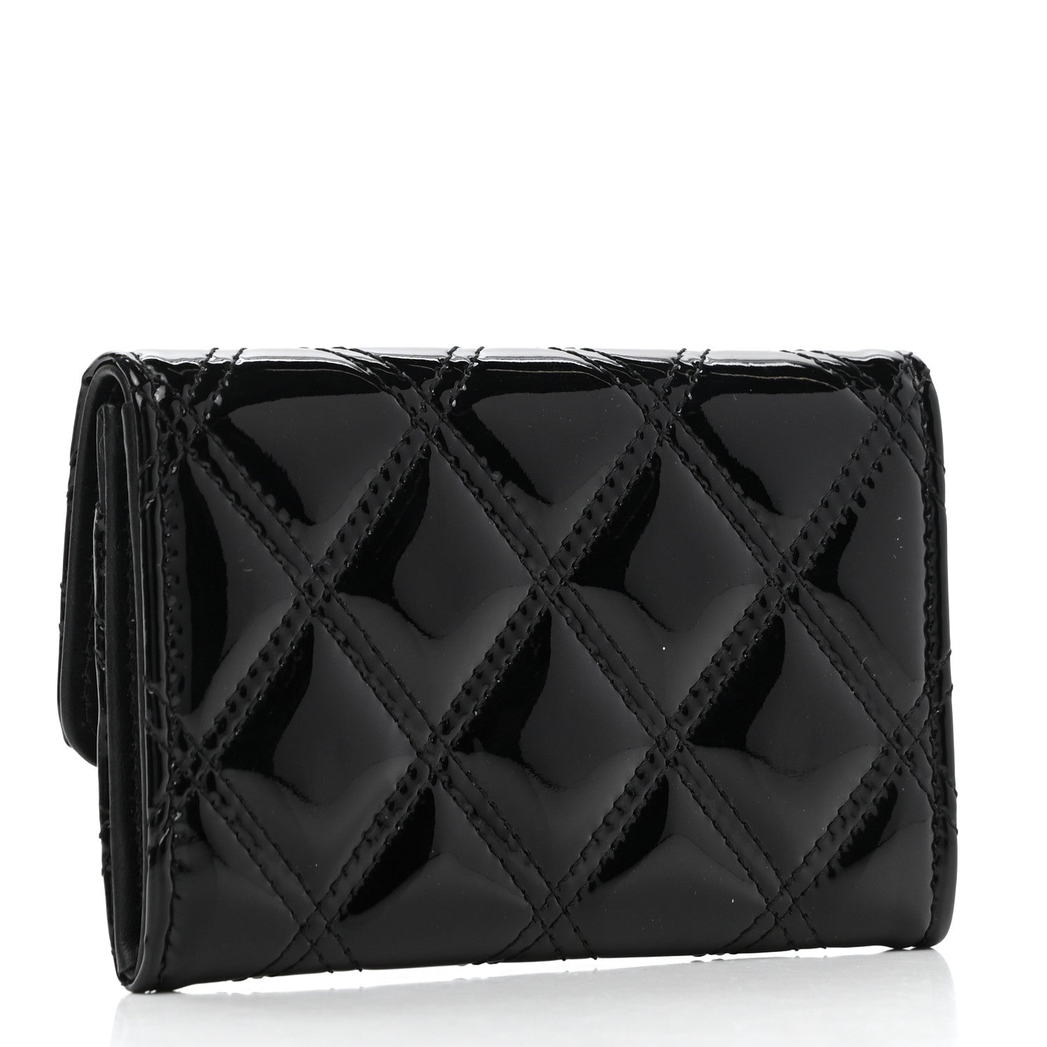 Chanel Patent Quilted Flap Card Holder Black 3 of 8