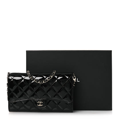Chanel Patent Quilted Wallet On Removable Chain WOC Black 14 of 14