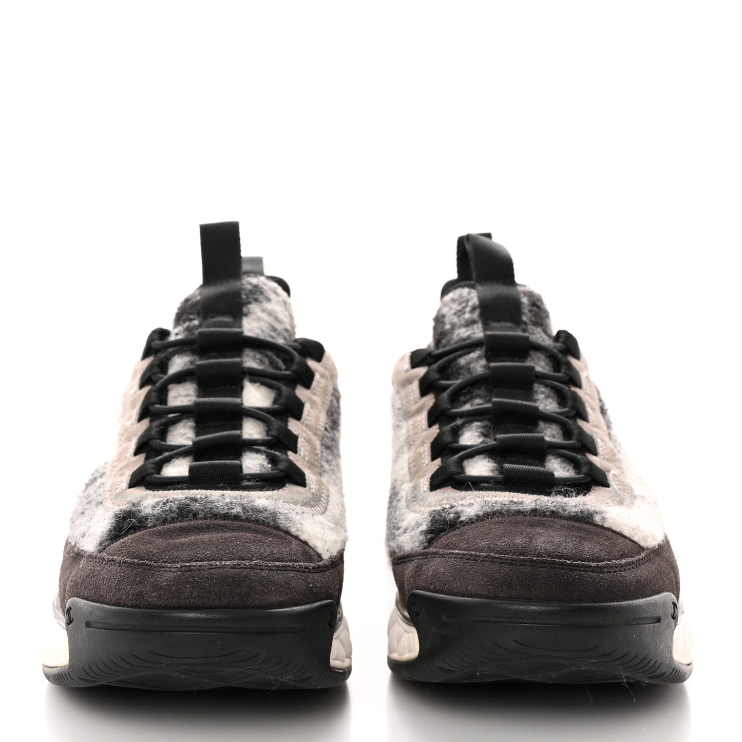 Fabric Suede Calfskin CC Sneakers 40 Gray