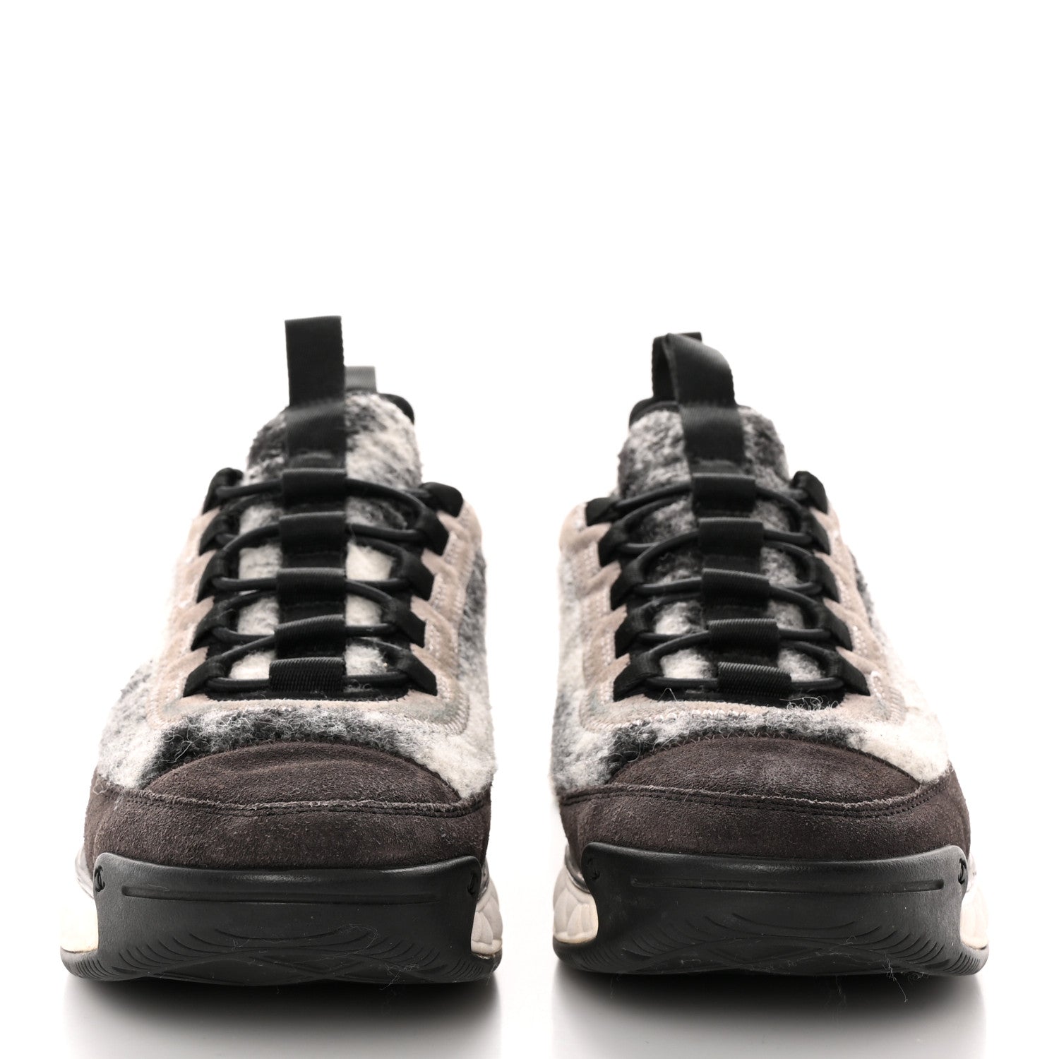 Chanel Fabric Suede Calfskin CC Sneakers 40 Gray 2 of 13