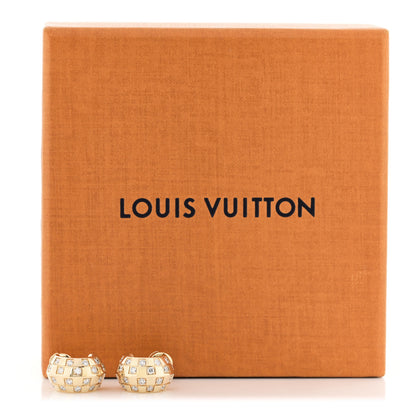 Louis Vuitton 18K Yellow Gold Diamond Le Damier Double Hoop Earrings 5 of 5