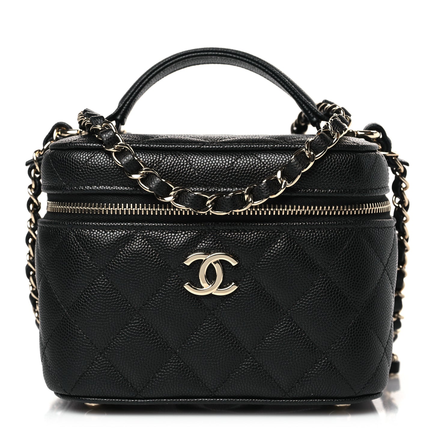 Caviar Quilted Small CC Vanity Case Black