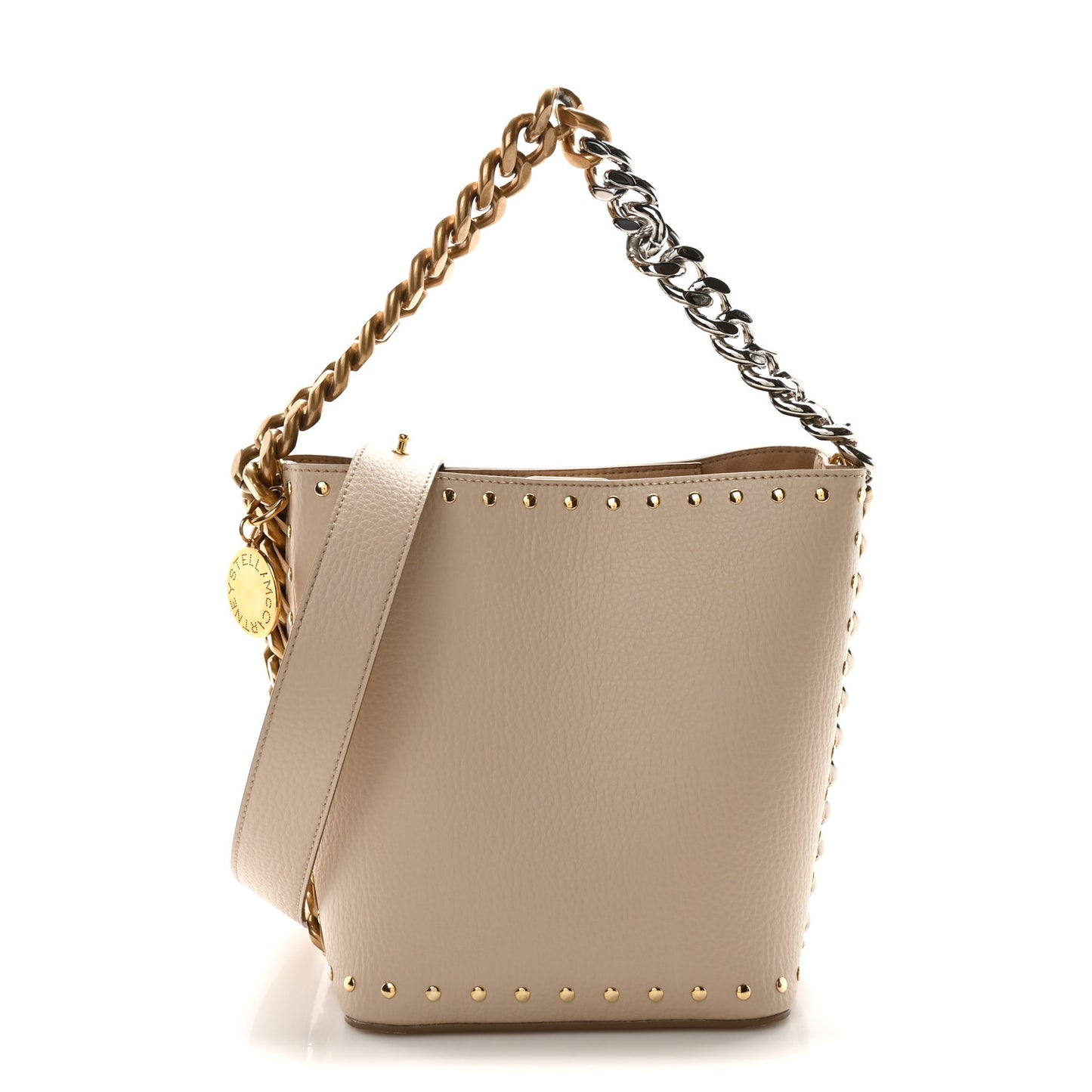 Grainy Alter Mat Studded Frayme Bucket Bag Cream
