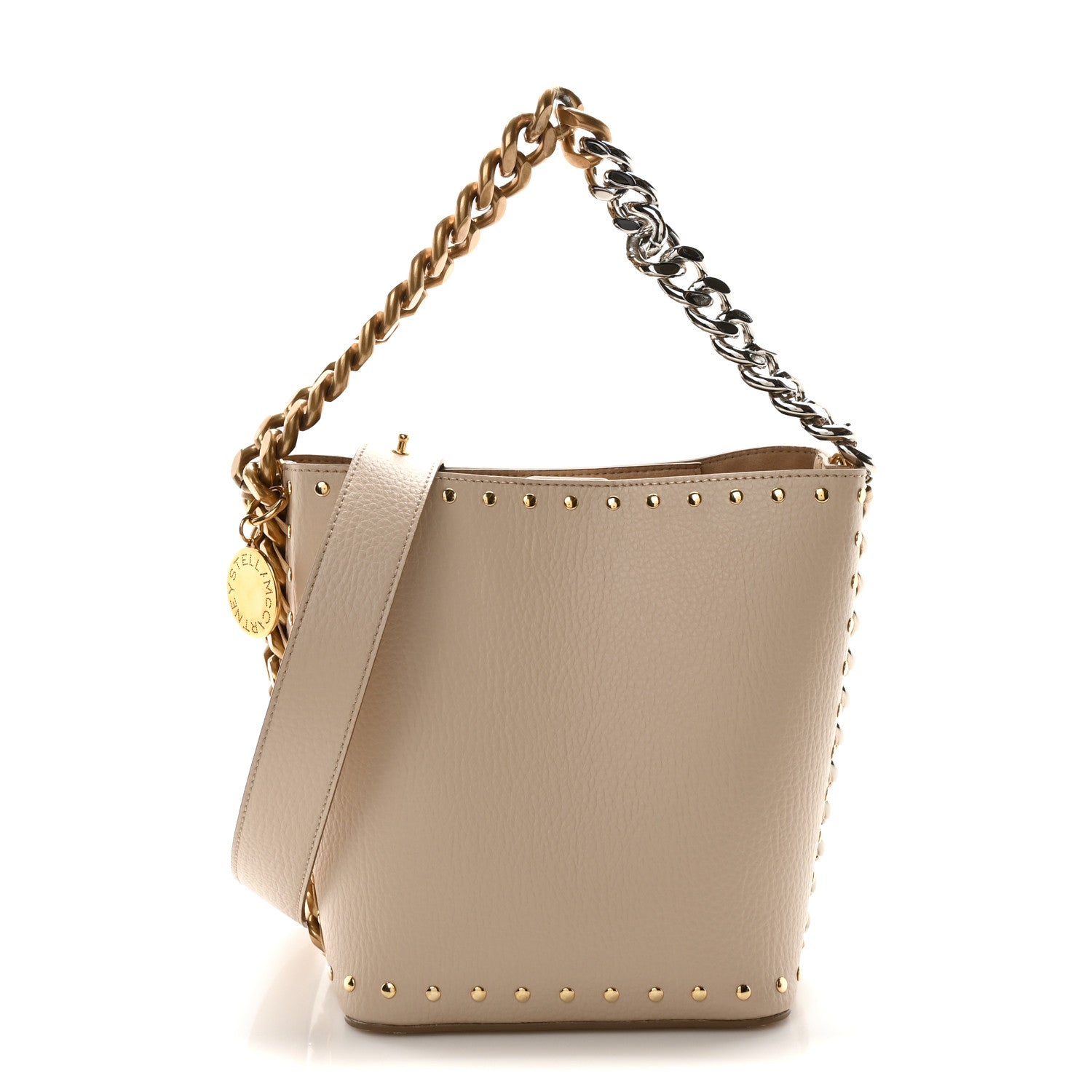 Stella McCartney Grainy Alter Mat Studded Frayme Bucket Bag Cream 1 of 9