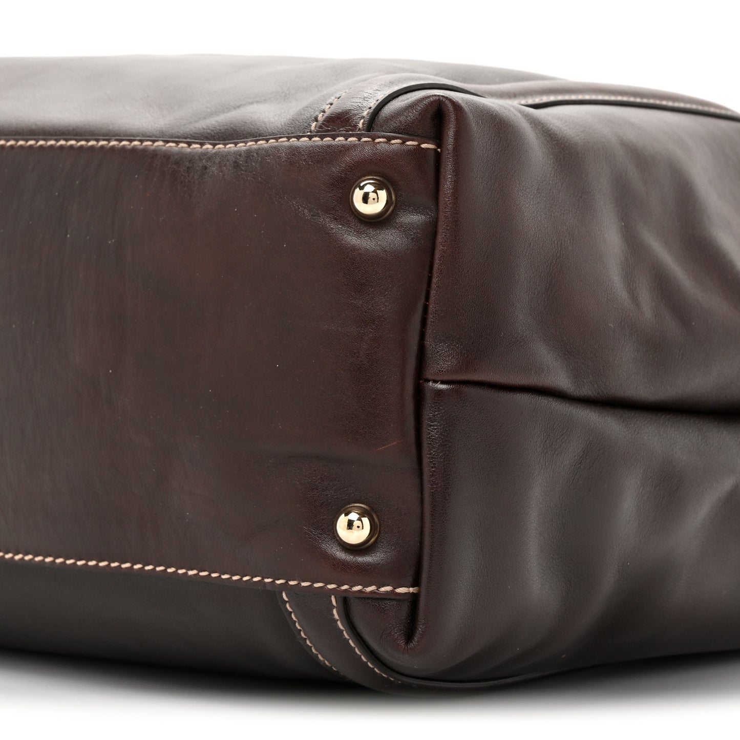 Calfskin Large Britt Shoulder Bag Dark Brown