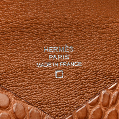Hermes Matte Alligator Calvi Card Case Gold 6 of 9